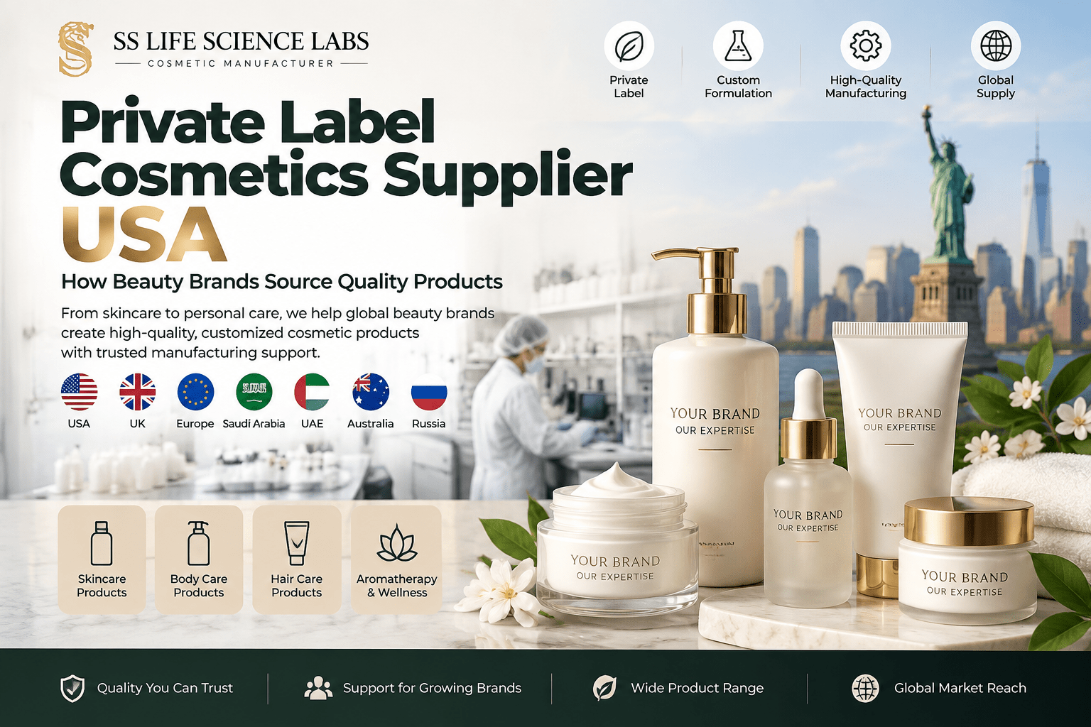 Private Label Cosmetics Supplier USA for Beauty Brands - SS Life Science Labs